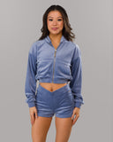 Velour Zip Hoodie - Bluebonnet