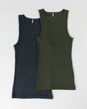 Zero Ribbed Tank 2pk - Signature Green / Signature Navy