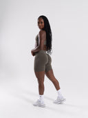 Pump Mid Rise Biker Short - Khaki