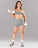 Pump Mid Rise Short - Heather Grey w/ Logo