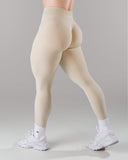 Pump Mid Rise Legging - Wheat w/ Logo