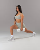 Dip Back Mid Rise Short - Silver