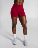 Pump Mid Rise Short in Strawberry Jam – women's shorts in nylon and polyester fabric
