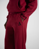 Staple Emblem Fleece Sweatpant in Cherry – unisex sweatpants in cotton and polyester fabric, view 5