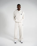 Staple Emblem Fleece Sweatpant in Oatmeal – Alphalete unisex sweatpants, view 6