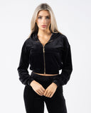 Velour Zip Hoodie - Black