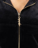Velour Zip Hoodie - Black