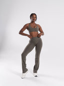 Pump Mid Rise Flared Pant Long - Khaki