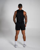 Base Cutoff in Black – men's tank top in polyester fabric, view 6